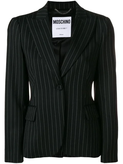 Moschino Tailored Striped Blazer In Black