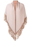 Antonia Zander Fringe Poncho Scarf - Nude & Neutrals