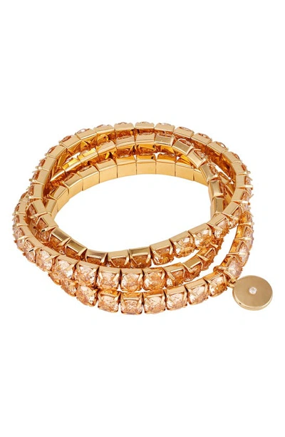 Vince Camuto Crystal Set Of 3 Stretch Bracelets In Gold/ Orange
