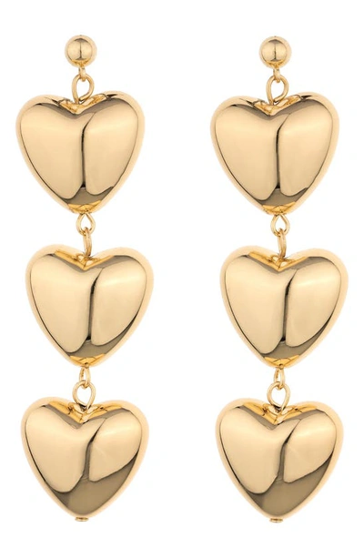 Ettika Puffy Heart Cascade Drop Earrings In Brass