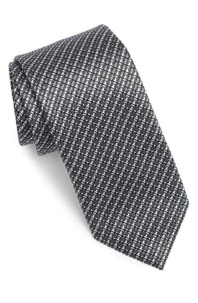 Tom Ford Mens Multicolor Dark Grey Geometric-print Wide-blade Silk Tie