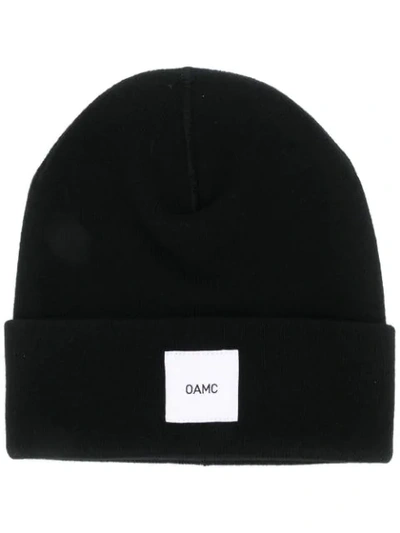 Oamc Black Fine-knit Wool Beanie In Black