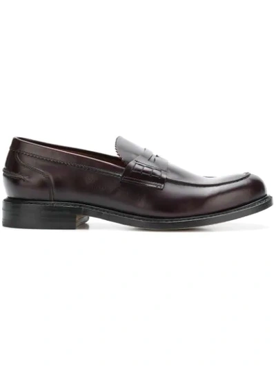 Berwick Shoes Penny Loafers In Red