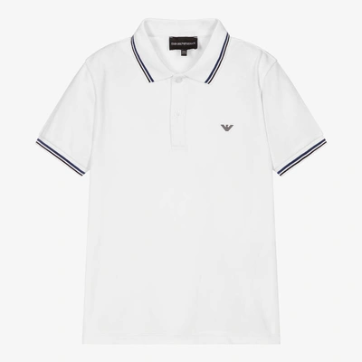 Emporio Armani Teen Boys White Cotton Polo Shirt