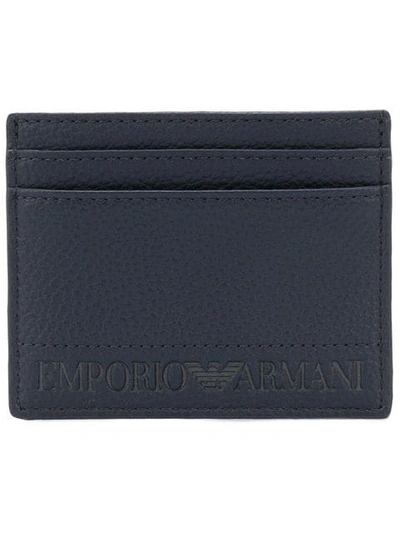 Emporio Armani Logo Embossed Cardholder In Blue