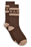Varley Spencer Crew Socks In Coffee Bean/ Golden Bronze