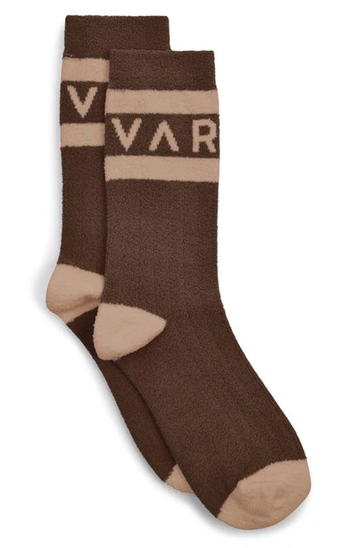 Varley Spencer Crew Socks In Coffee Bean/ Golden Bronze