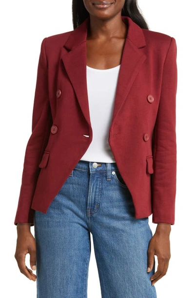 Gibsonlook Double Breasted Cotton Blend Blazer In Cabernet