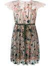Red Valentino Floral-embroidered Tulle Mini Dress In Nude
