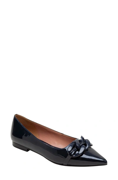 Linea Paolo Nora Pointed Toe Flat In Marine Blue