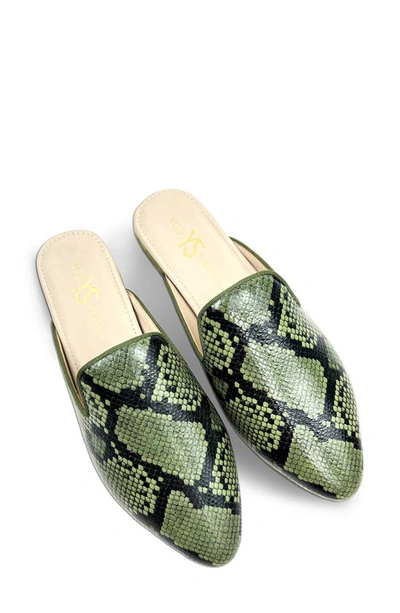 Yosi Samra Vidi Snakeskin Print Mule In Green