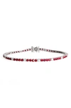 Valani Atelier Ruby & Diamond Tennis Bracelet In White Gold/ Ruby/ Diamond