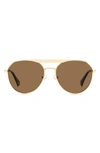 Polaroid 57mm Polarized Aviator Sunglasses In Gold/ Bronze Polarized