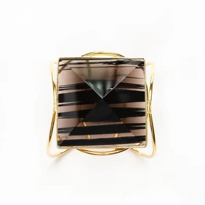 Tiana Jewel Zara Smokey Quartz Pyramid Bracelet In Black