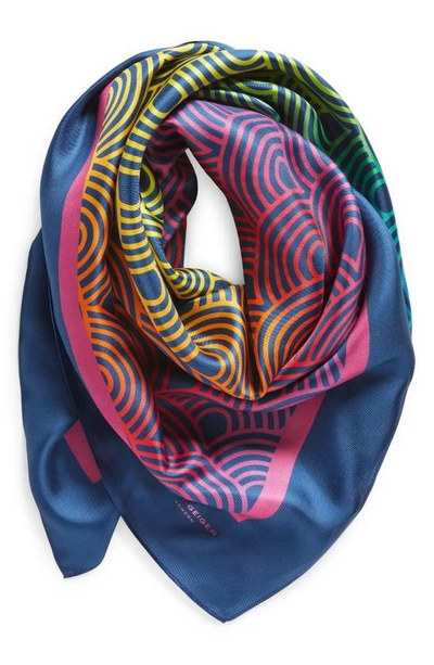 Kurt Geiger Gradient Rainbow Large Square Scarf In Rainbow/ Blue