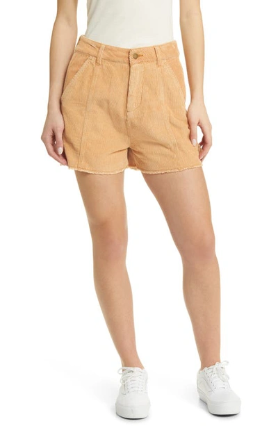 Rip Curl Pacific Dreams Frayed Corduroy Shorts In Brown