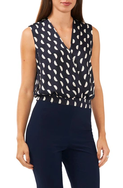 Halogen Half Circle Sleeveless Wrap Top In Ink Blue