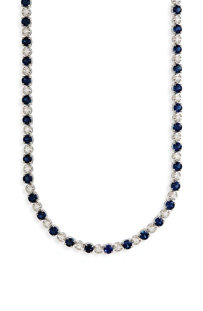 Valani Atelier Sapphire & Diamond Eternity Necklace In White Gold/ Sapphire/ Diamond