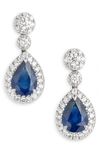Valani Atelier Sapphire & Pavé Diamond Drop Earrings In White Gold/ Sapphire/ Diamond