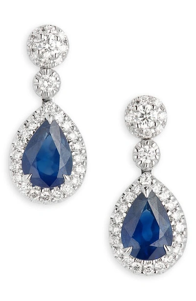 Valani Atelier Sapphire & Pavé Diamond Drop Earrings In White Gold/ Sapphire/ Diamond