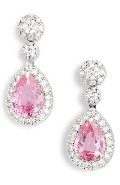 Valani Atelier Pink Sapphire & Pavé Diamond Drop Earrings In White Gold/ Sapphire/ Diamond