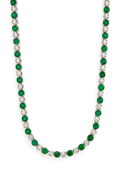 Valani Atelier Emerald & Diamond Eternity Necklace In White Gold/ Emerald/ Diamond