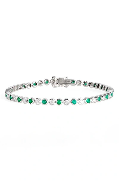 Valani Atelier Emerald & Diamond Tennis Bracelet In White Gold/ Emerald/ Diamond