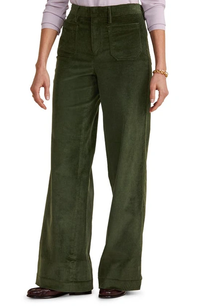 Vineyard Vines Wide Leg Corduroy Trousers In Forest Olive