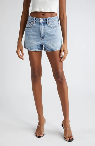 Alexander Wang Shorty High Waist Denim Shorts In Vintage Faded Indigo