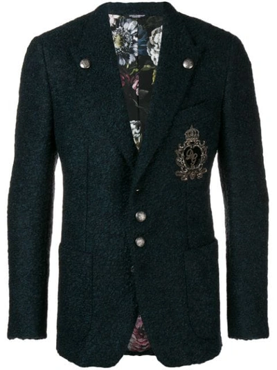 Dolce & Gabbana Single Breasted Jersey Blazer In Blue