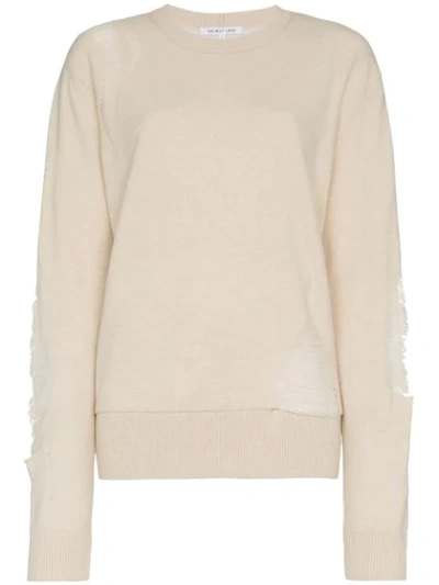 Helmut Lang Pullover In Distressed-optik In Neutrals