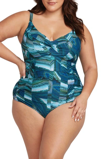 Artesands Chalcedony Monet Dd- & E-cup Underwire One-piece Swimsuit In Teal