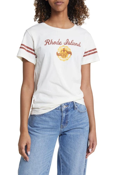 Golden Hour Rhode Island Track Cotton Graphic T-shirt In Washed Marshmallow