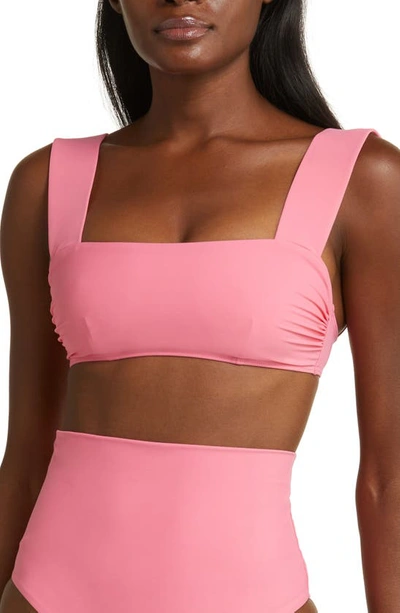 Bondi Born Elle Square Neck Bikini Top In Rose