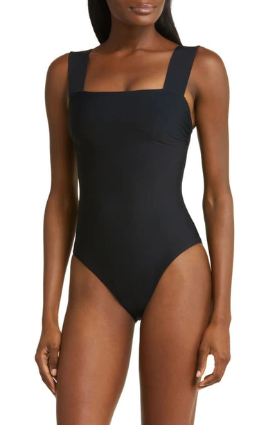 Bondi Born Gwen Square Neck One-piece Swimsuit In Black