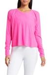 Beyond Yoga Featherweight Long Sleeve T-shirt In Pink Punch Heather