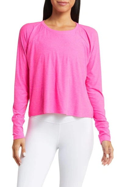 Beyond Yoga Featherweight Long Sleeve T-shirt In Pink Punch Heather