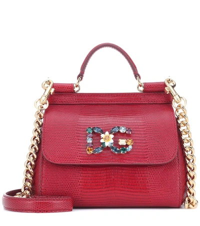 Dolce & Gabbana Sicily Small Leather Shoulder Bag In Red