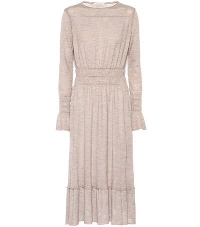 Agnona Wool, Silk And Cashmere-blend Dress In Brown