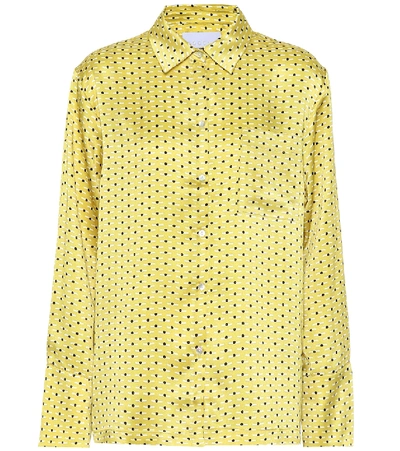 Asceno Printed Silk-satin Pajama Shirt In Yellow