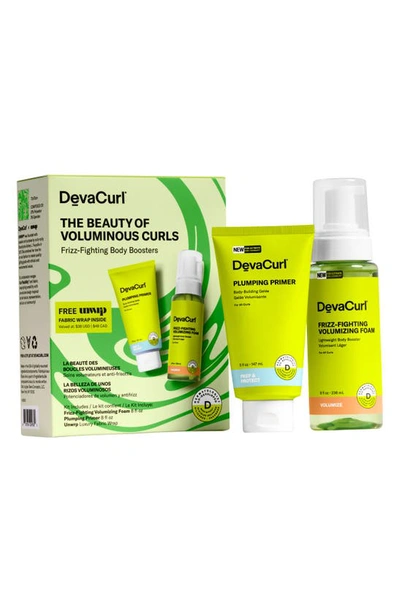Devacurl The Beauty Of Voluminous Curls Kit Frizz-fighting Body Boosters + Fabric Wrap (limited Edition) $97 In White