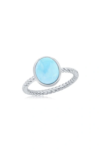 Simona Sterling Silver Oval Larimar Ring In Blue