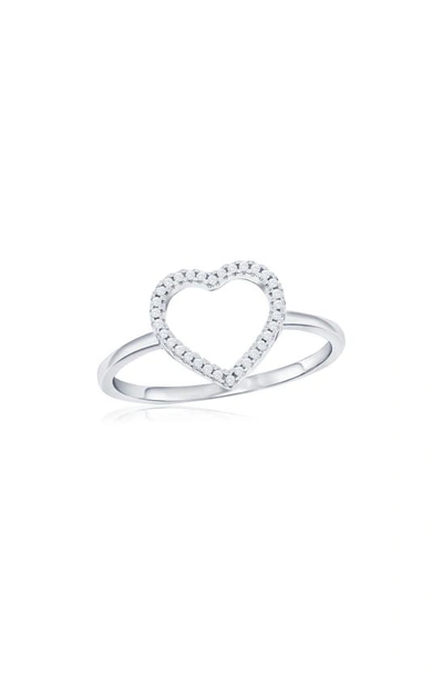 Simona Sterling Silver Open Heart Diamond Ring