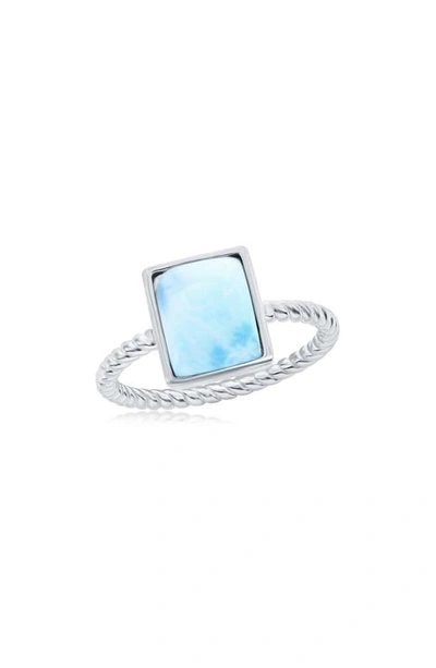 Simona Sterling Silver Rectangle Larimar Ring In Blue