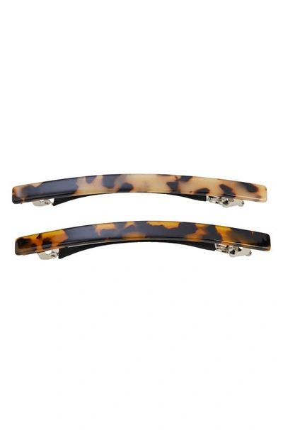 Natasha Tasha 2-pack Skinny Barrettes In Tort/dark Tort