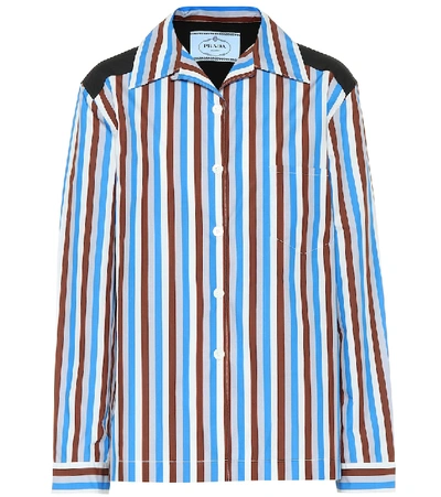 Prada Striped Cotton-poplin Shirt In Blue