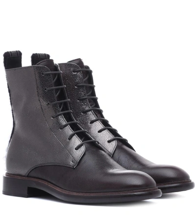 Brunello Cucinelli Leather Ankle Boots In Black