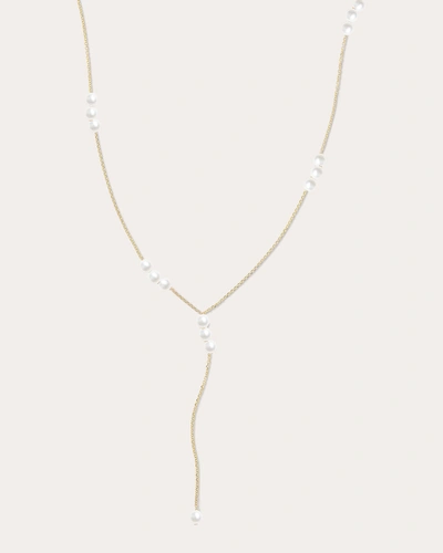 Poppy Finch Women's 14k Gold Pearl Lariat Necklace In White
