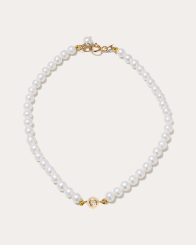 Poppy Finch Women's Diamond & Baby Pearl Bracelet In White