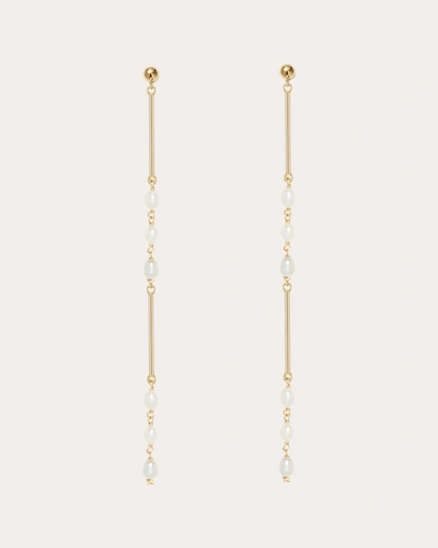 Poppy Finch Women's Keshi Pearl Linear Bar Drop Earrings In Gold